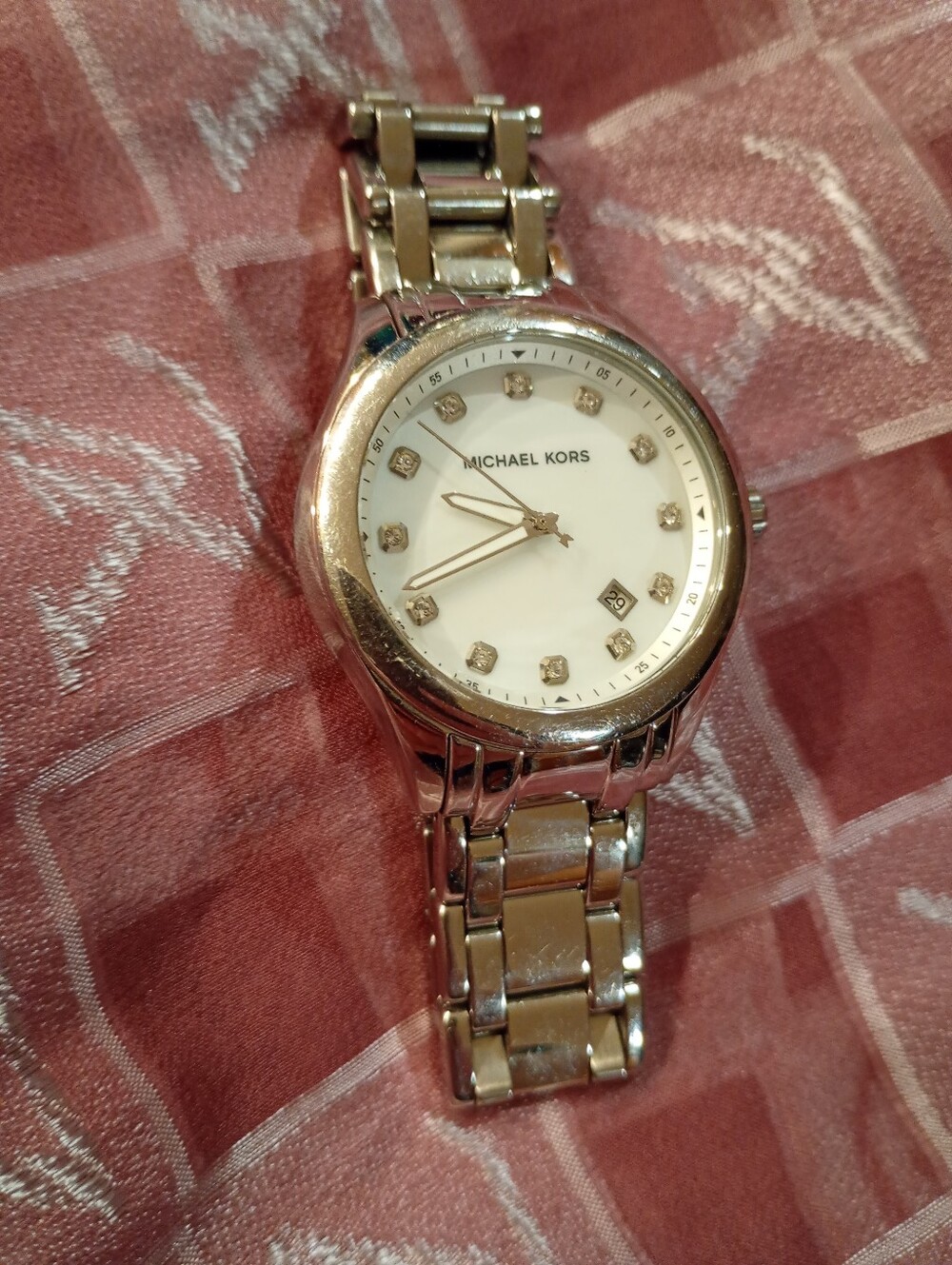 Michael Kors Stainless Steel Crystal Dial Watch - Silver & White